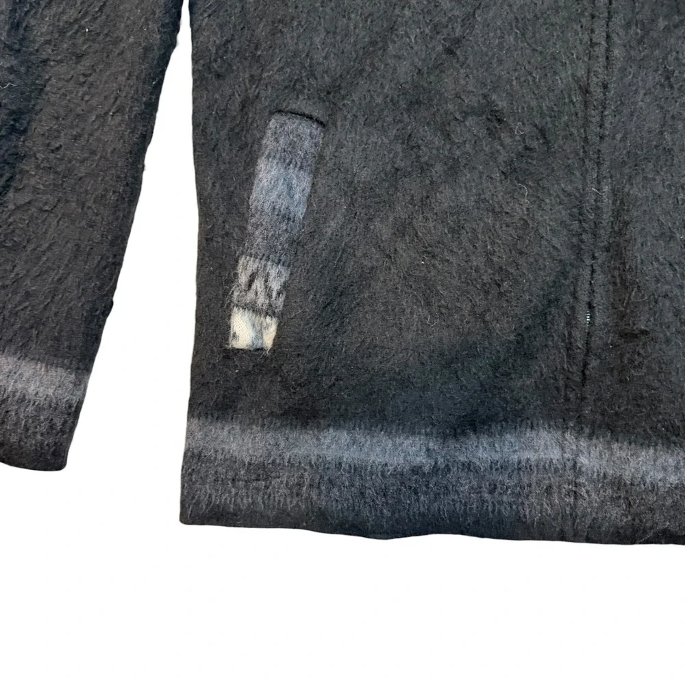 Aly Marka Llama Fair Isle Full Zip Hoodie Black Wool Blend Sweater Mens XL